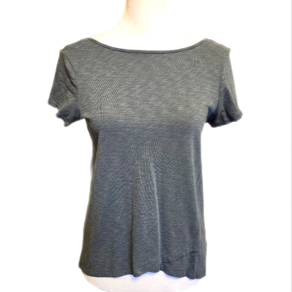 Lucy & Laurel high low hem scoop neck scoop back tee t-shirt blue-green S
